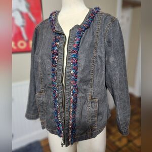 Ruby Rd. Gray Denim Jean Jacket Size 14